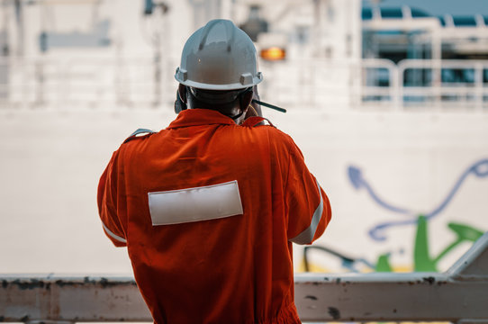 Employee standing in supertanker