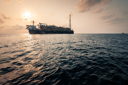 View of a floating storage and offloading vessel
