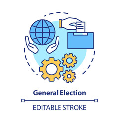 General election concept icon. Elections idea thin line illustration. Voting for political candidates, parties. Referendum, public choice, decision. Vector isolated outline drawing. Editable stroke