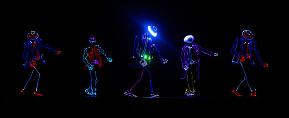 Neon Glow dancers. Entertainment. illutration. Led suits