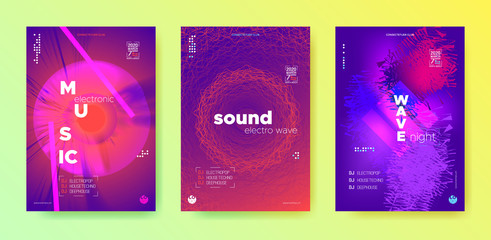 Music Flyer. Purple Electro Dj Poster. Neon 