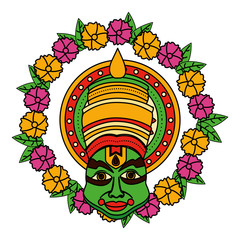 Kathakali of onam celebration design