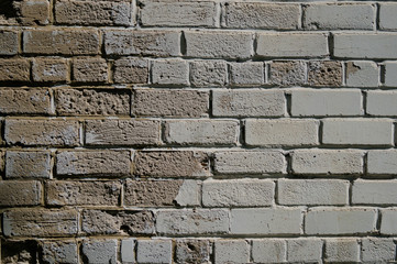 Old white brick. Brickwork. Old brickwork. The wall is built of white brick. Architectural texture. Silicate brick. Dirt on the wall.