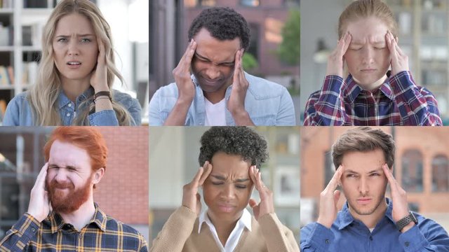 Collage of Young People Having Headache