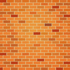 Vector illustration, brick wall background, in red and terracotta colors.