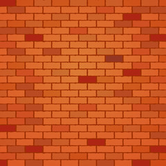 Vector illustration, brick wall background, in red and terracotta colors.