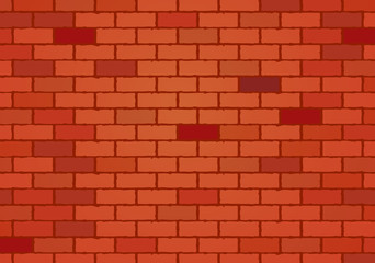 Vector illustration, brick wall background, in red and terracotta colors.