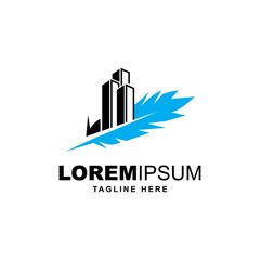 Fototapeta premium building with feather concept symbol logo design vector template