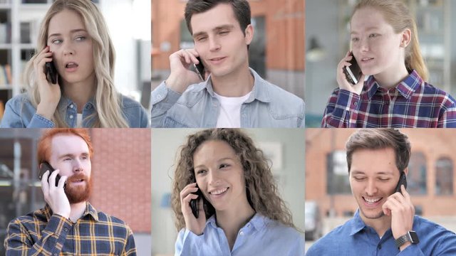 Collage of Young People Speaking on the phone
