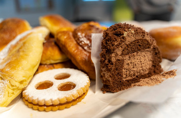 fresh and delicious cakes and sweets from a bakery