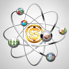 Business idea - work creative concept - atom with electrons