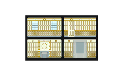 Rendering of Chateaux Bois cabinet room, Henri II, Bois, France.