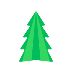 Vector illustration, Christmas tree icon, flat cartoon style, isolated on white background. Applicable as a decorative element for interior designs, greeting postcards, posters, flyers etc.