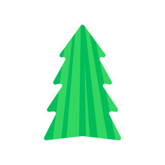Vector illustration, Christmas tree icon, flat cartoon style, isolated on white background. Applicable as a decorative element for interior designs, greeting postcards, posters, flyers etc.