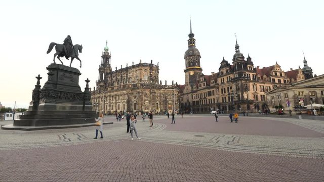 Dresden, Germany - 11/03/2017 ; City life in Monument  King John of Saxony ,Dresden, Germany
