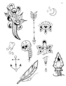Flowers Illustration Traditional Tattoo Flash Stock Vector Royalty Free  1056826742  Shutterstock