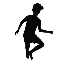 a boy jumping body silhouette vector 