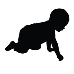 a baby crawling body silhouette vector