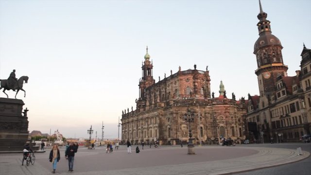 Dresden, Germany - 11/03/2017 ; City life in Monument  King John of Saxony ,Dresden, Germany