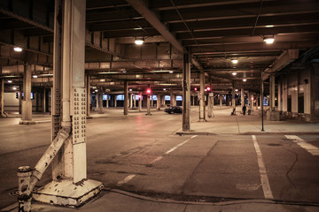Intersection on Lower Wacker in downtown Chicago