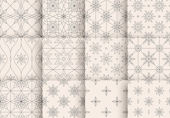 Minimalist Crystal Snowflake Pattern Layout Set