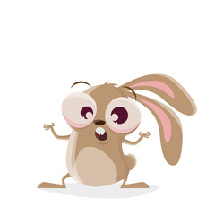 funny cartoon illustration of a questioning rabbit