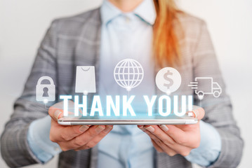 Handwriting text writing Thank You. Conceptual photo polite expression used when acknowledging gift...