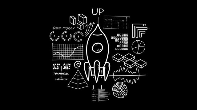 Hand-drawn animation - Startup. Contains alpha channel.