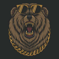 Angry cool Bear vector illustration