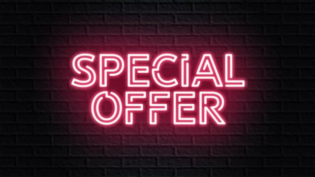 red neon video animation special offer