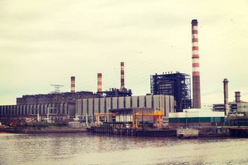 Obraz premium Non Smoking stacks of thermal power station in Buenos Aires