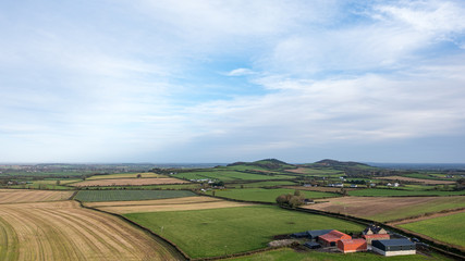 Fototapeta na wymiar rural landscape with green fields and hills
