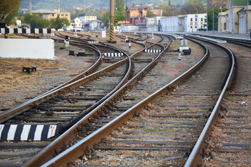 Fototapeta premium Many railways lead to the sea trade port