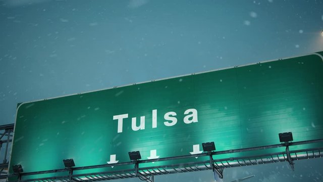 Airplane Landing Tulsa in Christmas