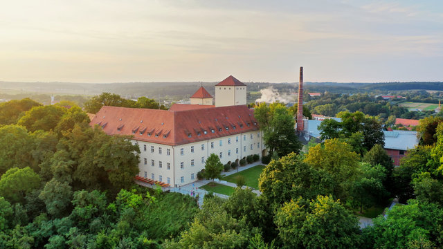 aerial view of the oldest beer brewery in the world, Weihenstephan, Freising, Bavaria, Germany