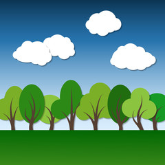 vector illustration with paper applique summer landscape