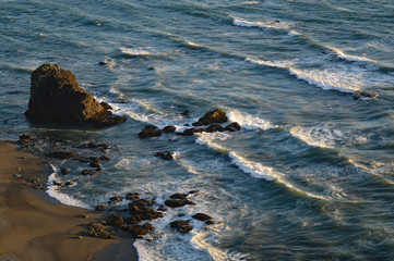 Waves breaking along the northern California coast