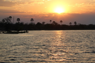 Sunset on the Zambezi river