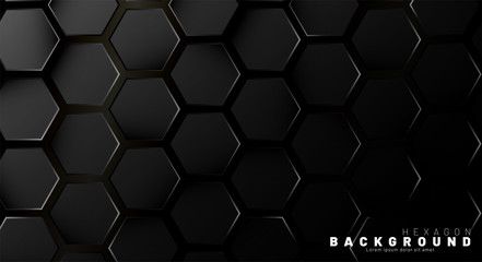 Abstract black hexagon pattern on a technology style of neon gradient background. Honeycomb. Vector illustration