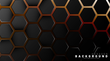 Abstract black hexagon pattern on a technology style of neon gradient background. Honeycomb. Vector illustration
