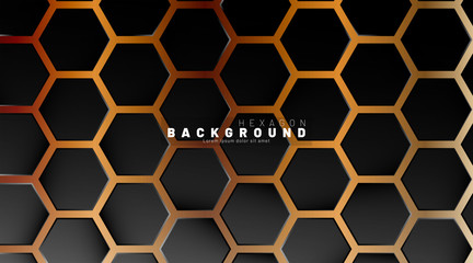 Abstract black hexagon pattern on a technology style of neon gradient background. Honeycomb. Vector illustration