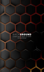 Vertical hexagon background. Gradient color light pattern with dark background technology style. Honeycomb. Vector illustration of light.