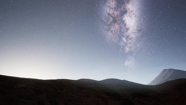 Milky Way stars above desert mountains