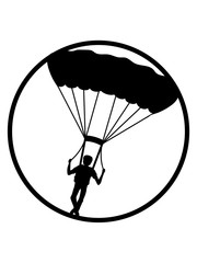 sport liebe fallschirmspringer springen logo hobby geöffneter fallschirm spaß absturz fliegen fallen tief boden clipart cool luft design