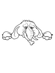 schild elefant traurig gesicht mauer text feld name schreiben rahmen dick fett groß diät riesig dickhäuter comic cartoon lustig cool clipart übergewicht