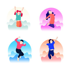 Set bundle of children. Universal children's day icon set. Children play vector illustration.