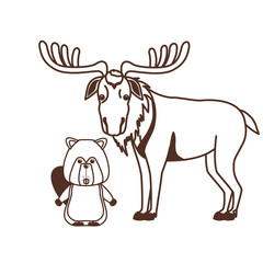 Isolated moose and beaver animal design vector illustration