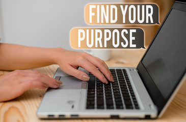 Word writing text Find Your Purpose question. Business photo showcasing reason for something is...