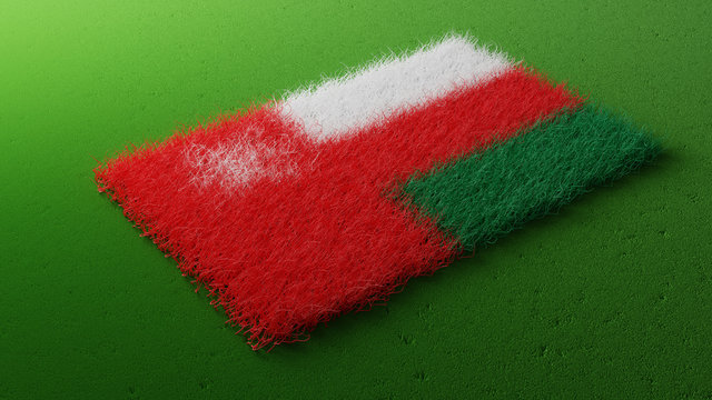 Omani Flag, Oman National Colors Background  <<3D Rendering>>
