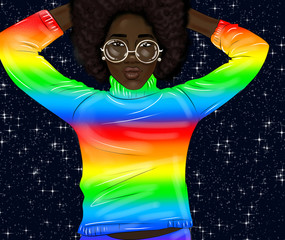 Illustration on the topic of LGBT communities beautiful girl rainbow